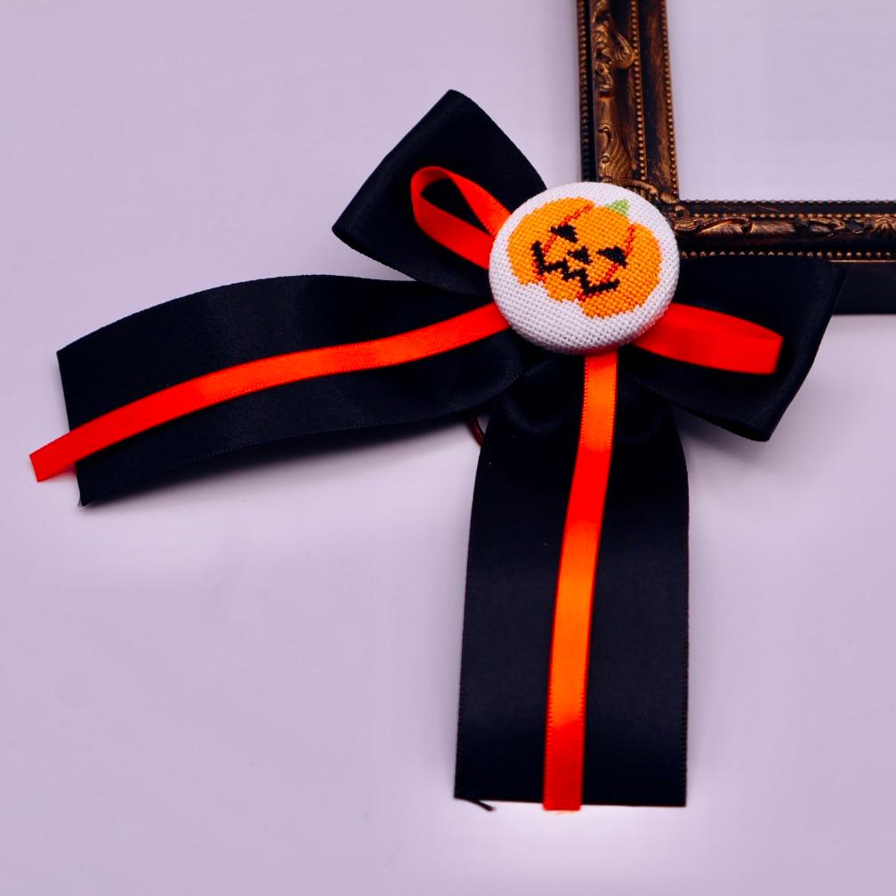 ジャックオランタン　ハロウィン　かぼちゃ　くるみボタン　クロスステッチ刺繍 | 8枚目